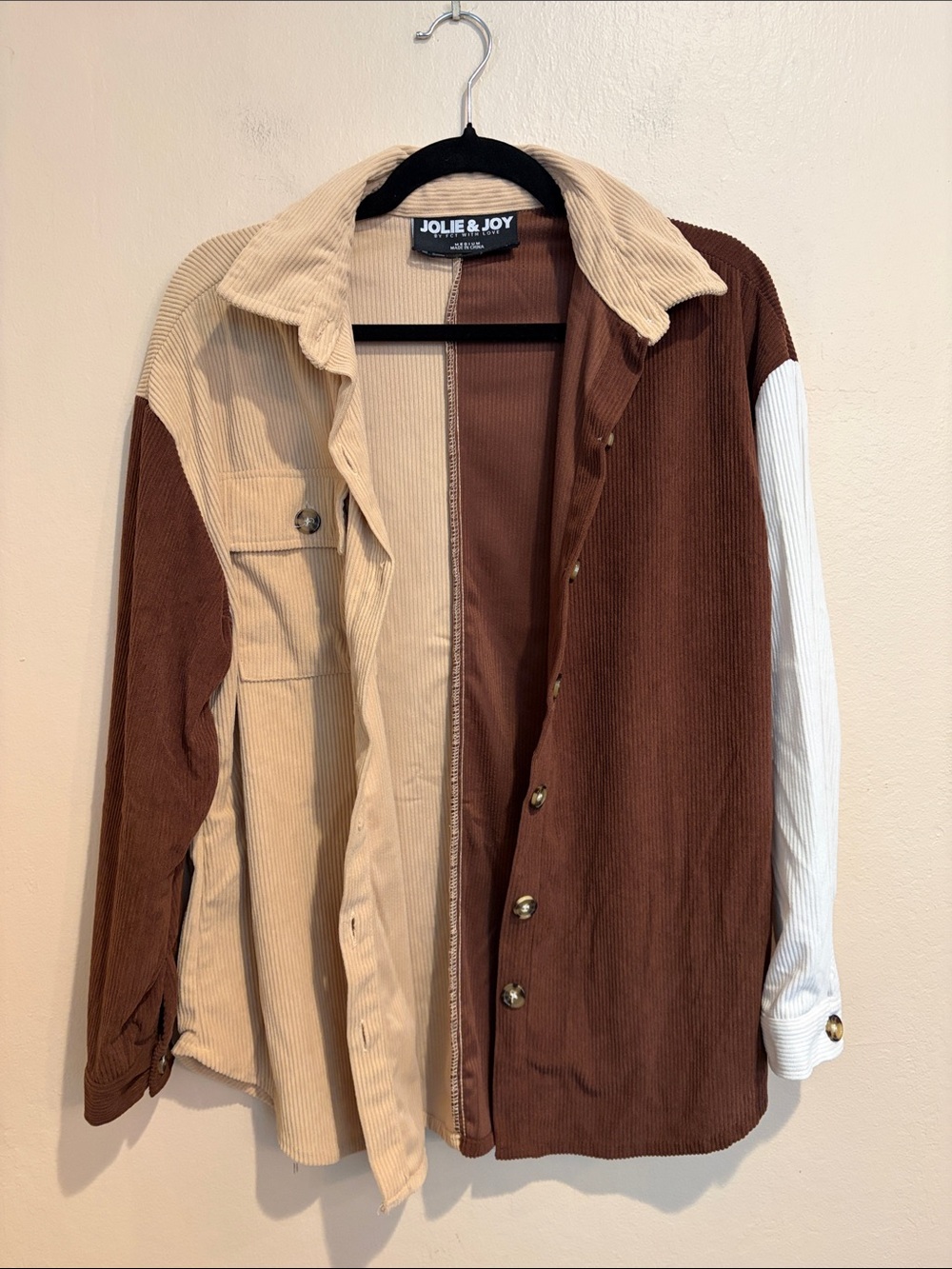 Jolie & Joy Brown Colorblock Button Up Shirt, Fall Comfy Vibes - Picture 6 of 7